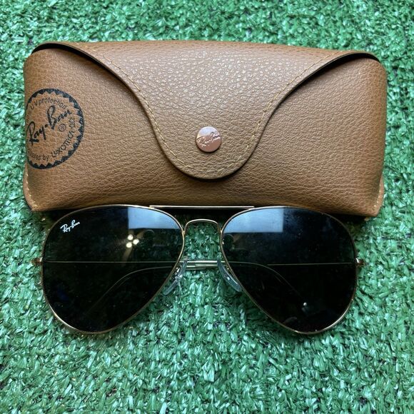 Ray-Ban Aviator Classic Gold RB3025 58-14 58mm POLARIZED Green sunglasses w case - Picture 1 of 6
